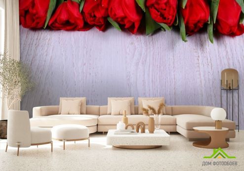 выбрать Фотообои красные розы на белом деревянном фоне Фотообои Розы на стену