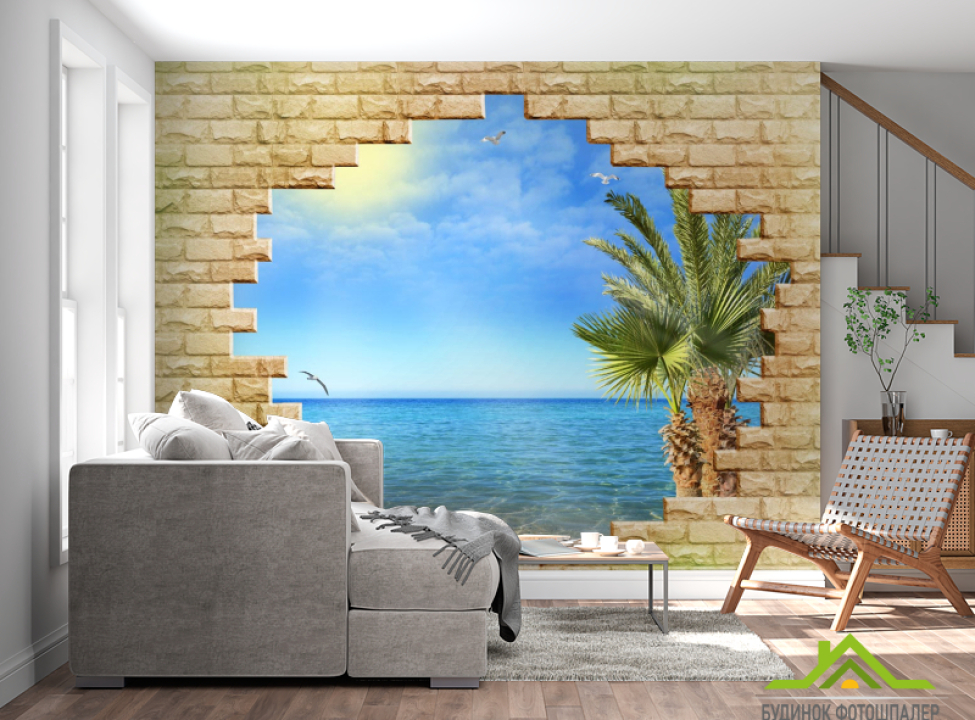 выбрать Фотошпалери Море за цегляною стіною Каталог фотошпалер на стіну