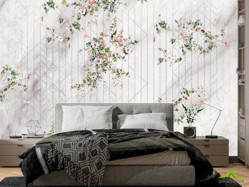 выбрать Фотообои Цветы с узором Фотообои в спальню на стену