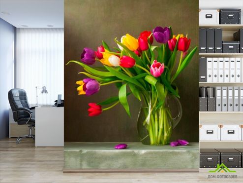 выбрать Фотообои Кувшин с тюльпанами Фотообои Цветы на стену