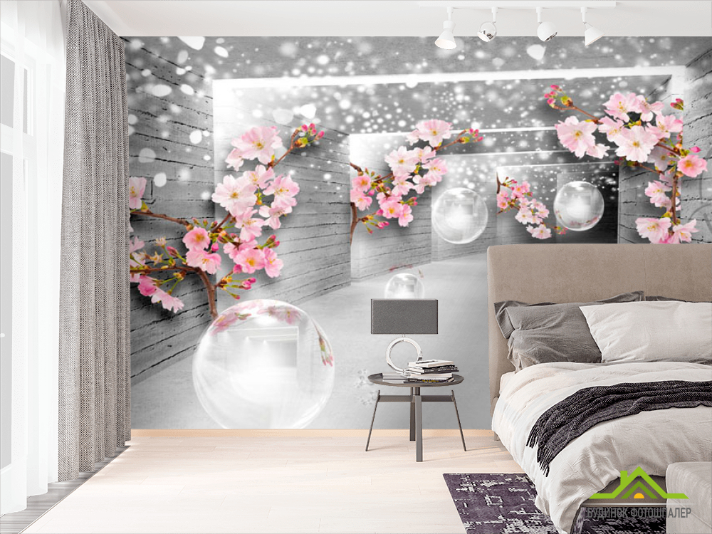 Фотошпалери Тонель з рожевою сакурою