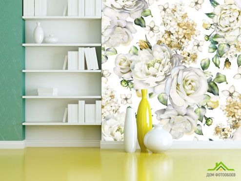 выбрать Фотообои белые розы на белом фоне Фотообои Фотообои Цветы:  на стену