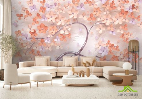 выбрать Фотообои 3д дерево персикового цвета Фотообои 3Д на стену