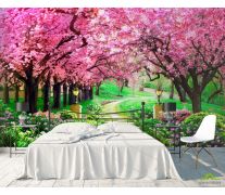 Фотообои Тоннель из розовых деревьев