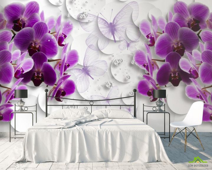 Фотообои Фиолетовые 3д орхидеи
