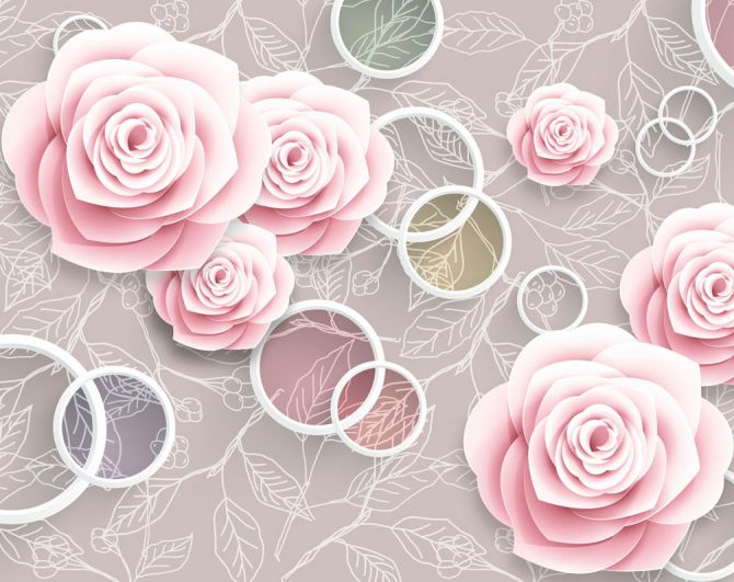Фотошпалери Рожеві трояндочки 3Д