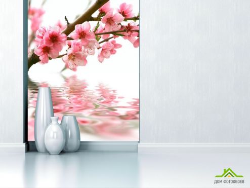 выбрать Фотошпалери Рожеві квітки і вода Фотошпалери Фотошпалери Квіти: вертикальна орієнтація на стіну