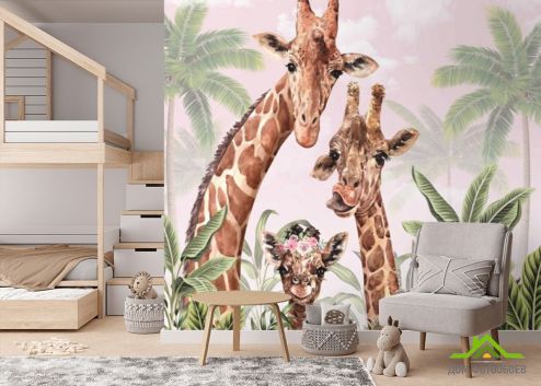 выбрать Фотообои Милые жирафы Фотообои, цвет: «» на стену