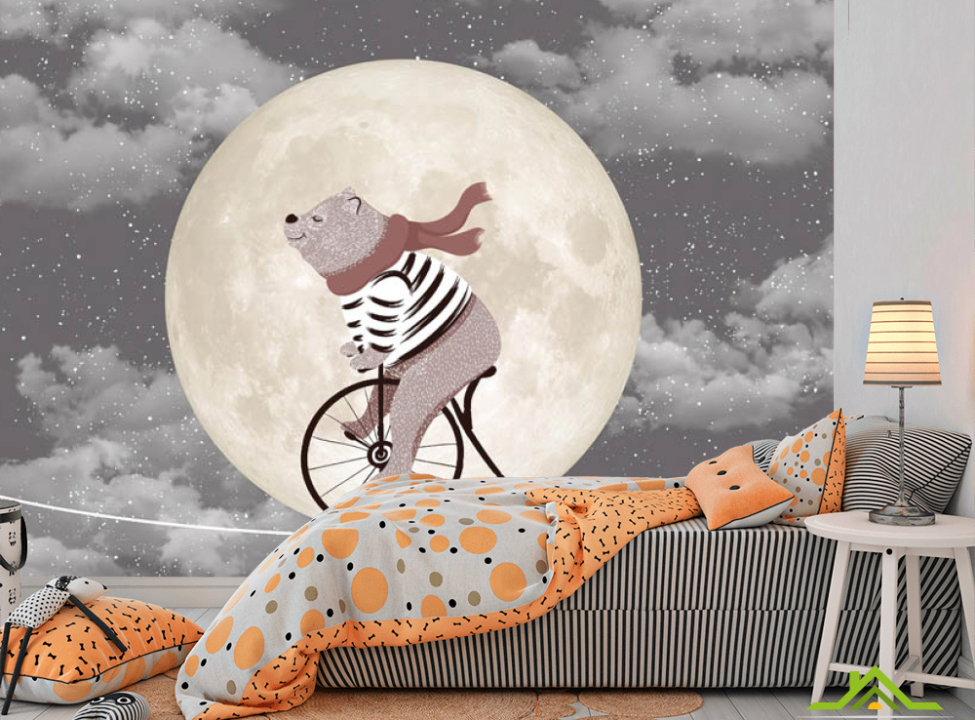 выбрать Фотообои Мишка на велосипеде Каталог фотообоев на стену