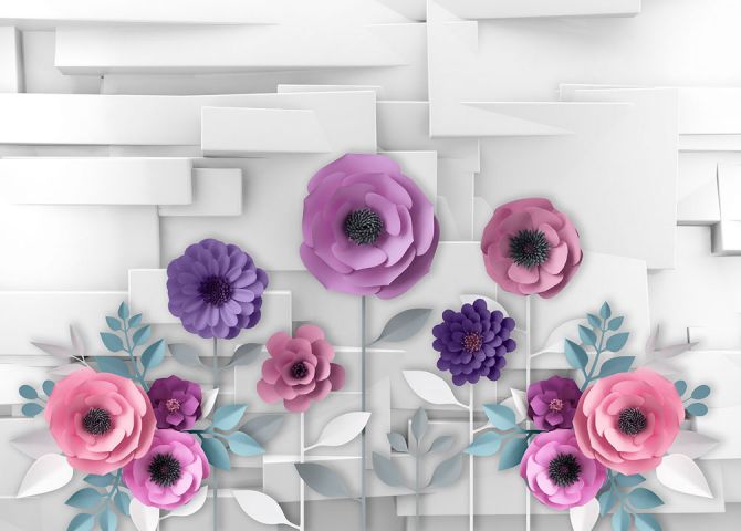 Фотообои 3Д бумажные цветы