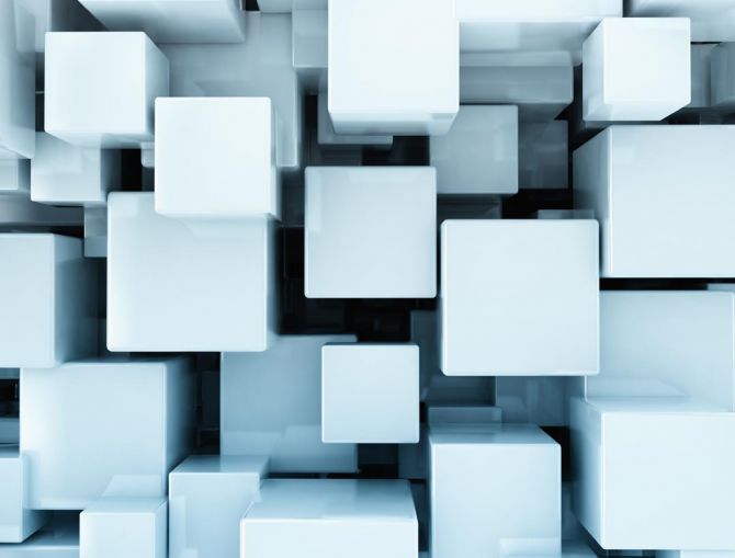 Фотошпалери Білі куби в повітрі 3Д