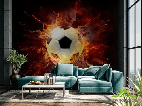 выбрать Фотообои Мяч в огне Фотообои Фотообои Спорт: горизонталная, горизонтальная, рисунок ориентация на стену