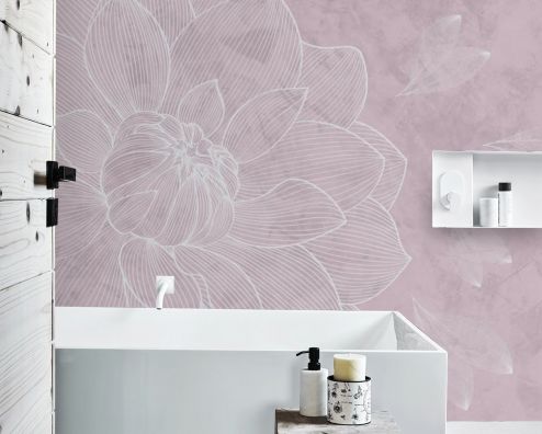выбрать Фотошпалери Рожевий векторний квітка Фотошпалери в ванну на стіну