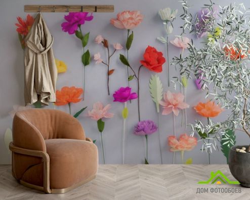 выбрать Фотообои объёмные искуственные цветы Фотообои, цвет: «горизонталная, горизонтальная» на стену