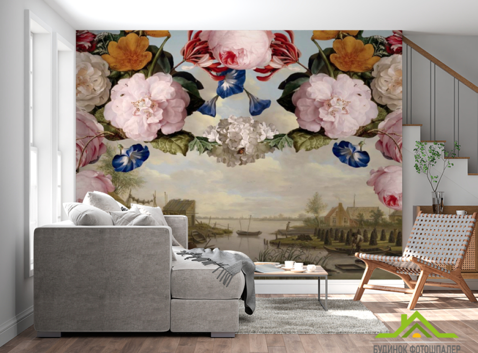 выбрать Фотошпалери Вінтажний принт з квітами Каталог фотошпалер на стіну