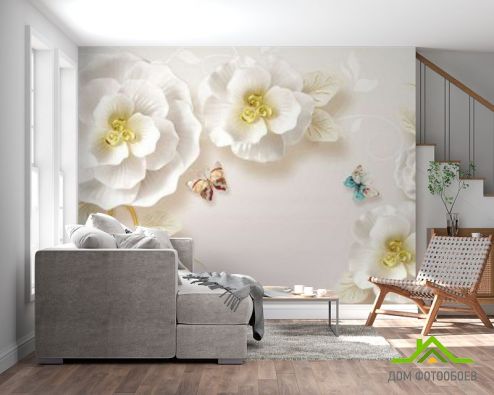 выбрать Фотошпалери Квіти і метелики Фотошпалери 3Д барельєф на стіну