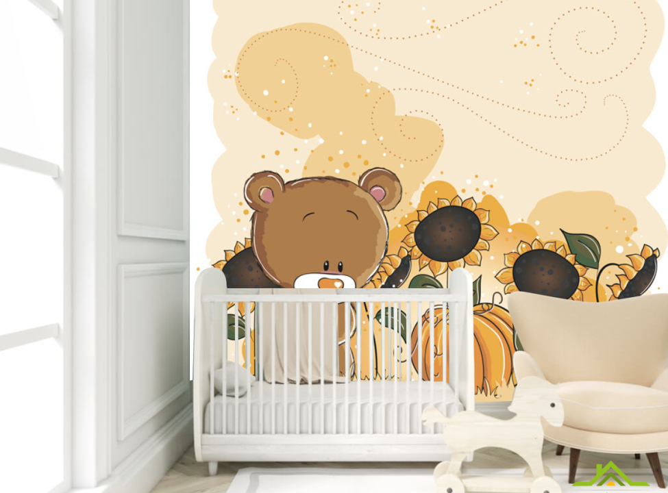 выбрать Фотошпалери Ведмедик і соняшник Каталог фотошпалер на стіну