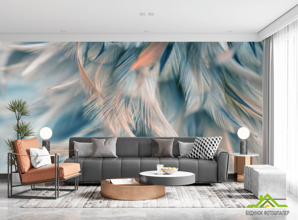 выбрать Фотошпалери бірюзові пір'я Каталог фотошпалер на стіну