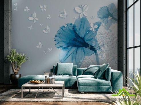 выбрать Фотошпалери Синій абстрактний квітка  на стіну