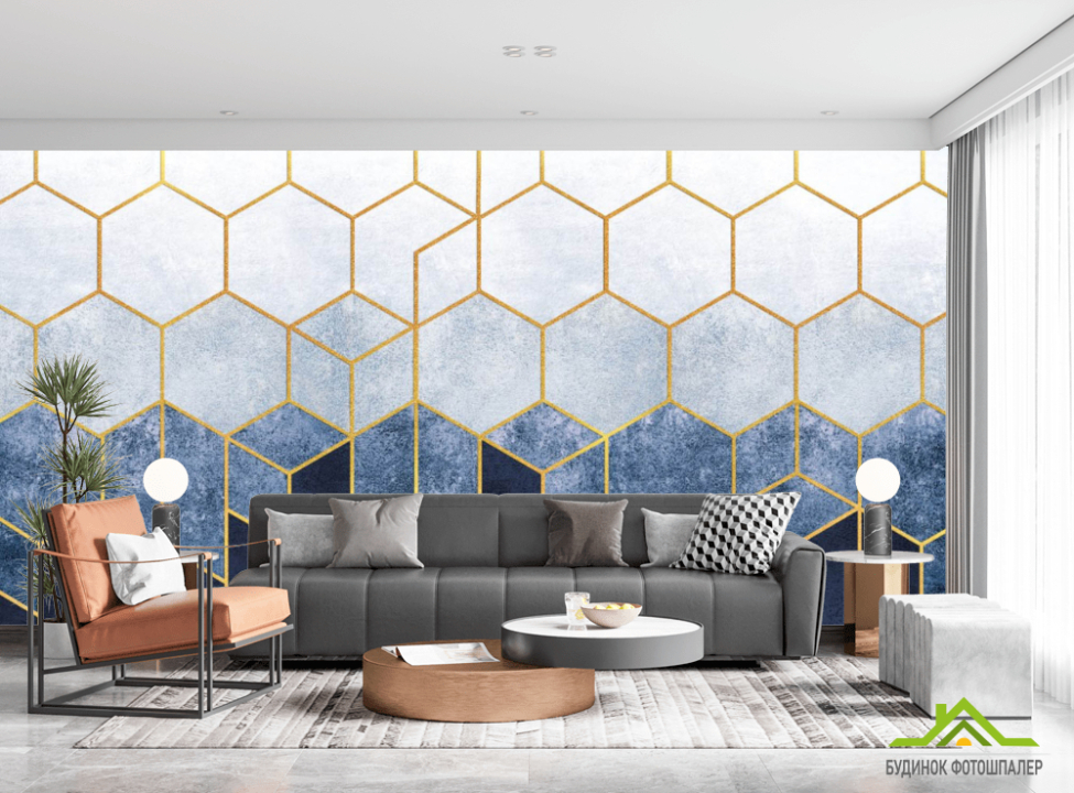 выбрать Фотошпалери шестикутники сині Каталог фотошпалер на стіну