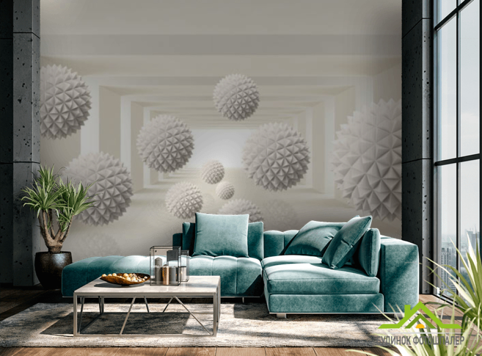 выбрать Фотообои 3d сферы в тоннеле Каталог фотообоев на стену