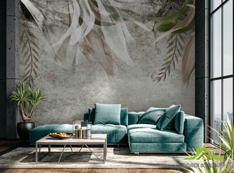 выбрать Фотошпалери Листя на бетоні Каталог фотошпалер на стіну