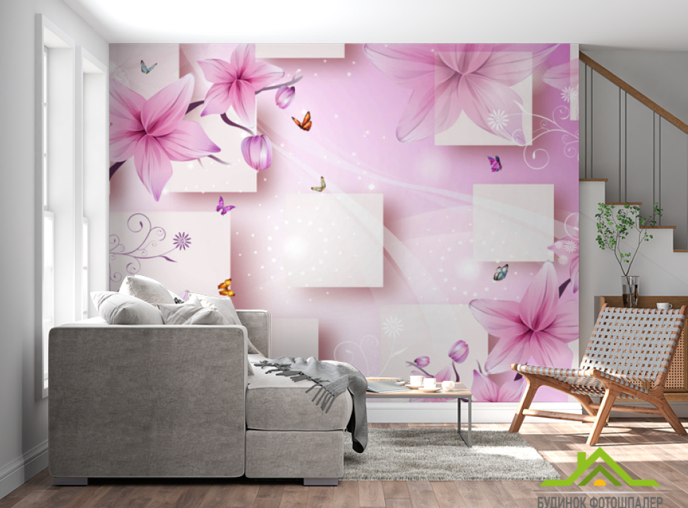 выбрать Фотошпалери 3д рожеві квіти Каталог фотошпалер на стіну