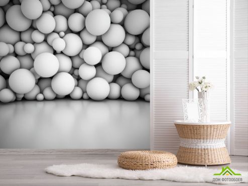 выбрать Фотообои Стена из обьемных 3д шаров Фотообои 3Д на стену