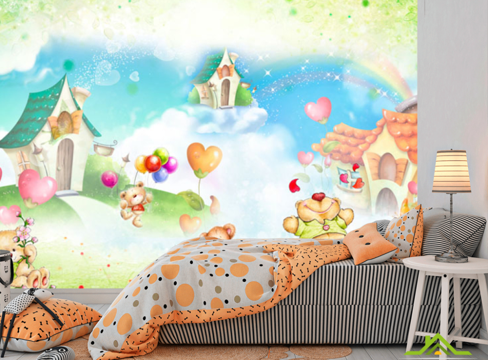 выбрать Фотообои Акварельне домики и мишки Каталог фотообоев на стену