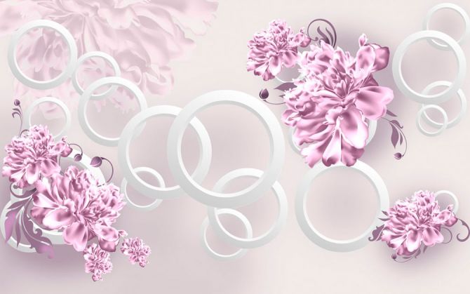 Фотошпалери Фіолетові квіти і кола