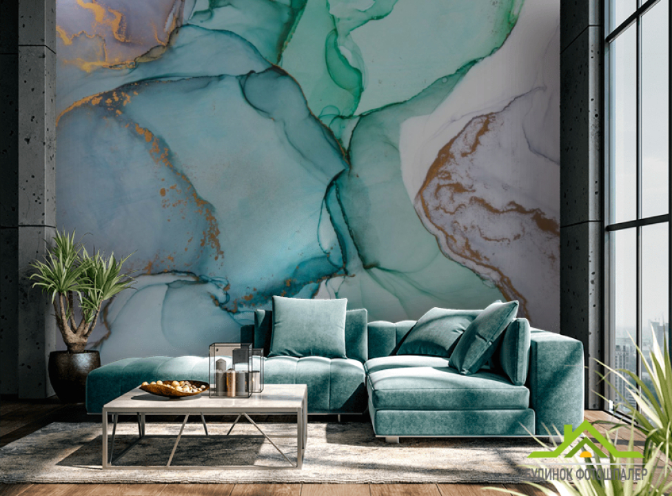 выбрать Фотошпалери Fluid art Бірюзовий Каталог фотошпалер на стіну