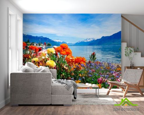 выбрать Фотообои Цветы у гор Фотообои Фотообои Природа: фото, разноцветный  на стену