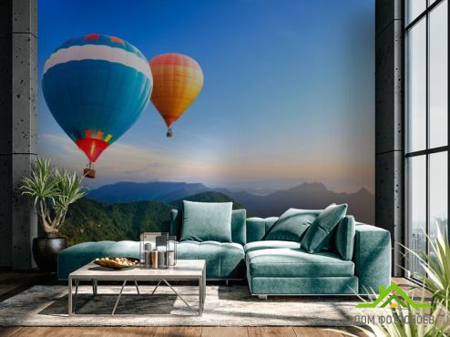 выбрать Фотообои воздушные шары над горами Фотообои Природа на стену