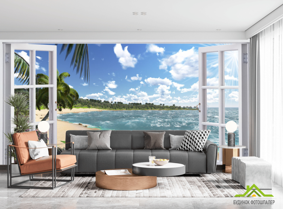 выбрать Фотообои Вид из окна на море Каталог фотообоев на стену
