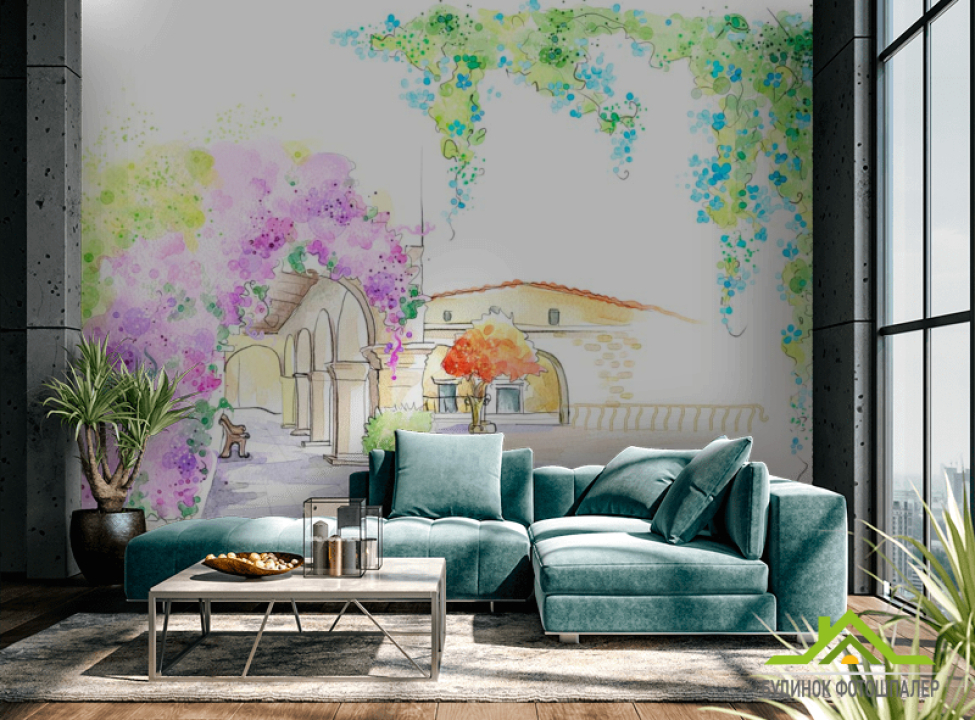 выбрать Фотообои Арка с цветами Фотообои Иллюстрации на стену