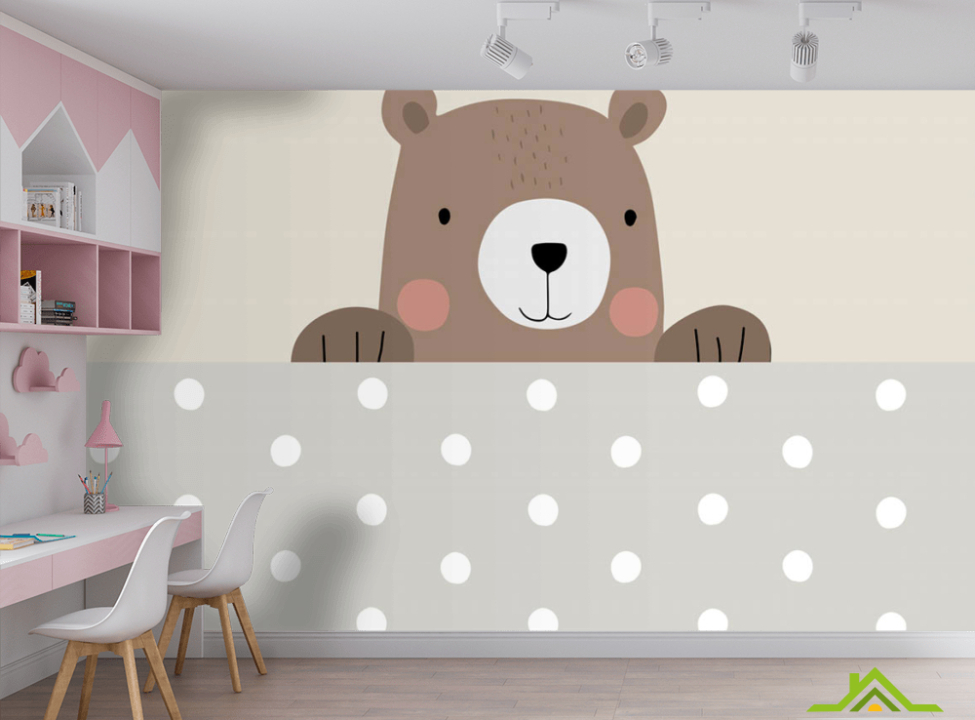 выбрать Фотошпалери Ведмедик на бежевому фоні Фотошпалери Little kids на стіну