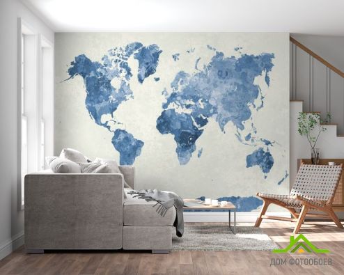 выбрать Фотообои Голубая карта мира Фотообои карта Мира на стену