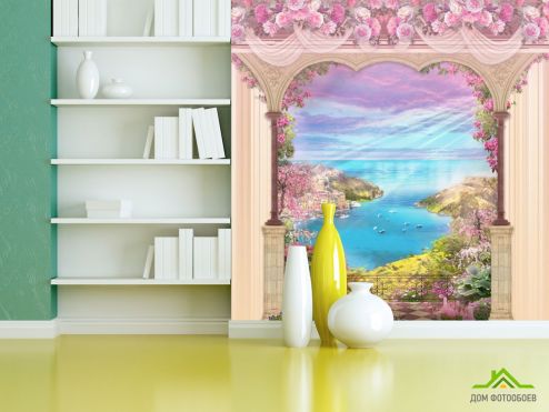 выбрать Фотообои Фреска арка с видом на море Фотообои, цвет: «квадратная» на стену