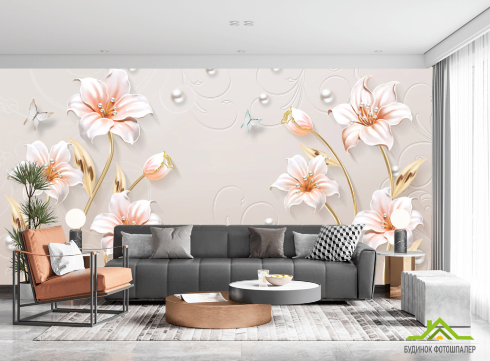 выбрать Фотообои Лиллии барельеф Каталог фотообоев на стену