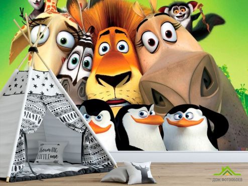 выбрать Фотообои Пингвины Мадагаскара Фотообои, цвет: «бежевый, горизонталная, горизонтальная» на стену