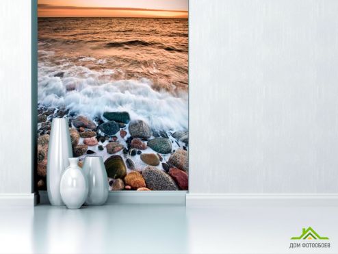 выбрать Фотошпалери Хвиля на каменях Фотошпалери Фотошпалери Море: вертикальна, фото орієнтація на стіну