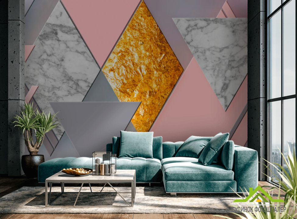 выбрать Фотошпалери Рожево-сіра геометрія Каталог фотошпалер на стіну