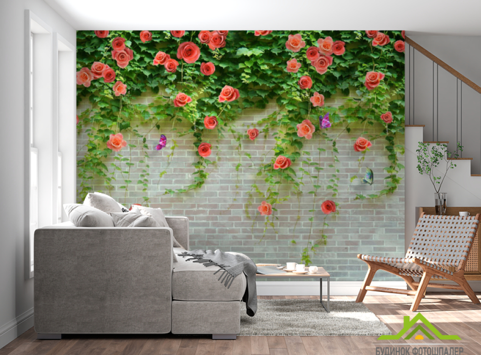 выбрать Фотошпалери Троянди на цегляній стіні Каталог фотошпалер на стіну