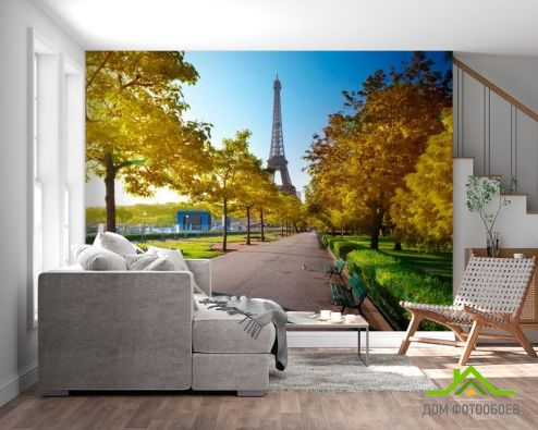 выбрать Фотообои Париж осенью Желтые фотообои на стену