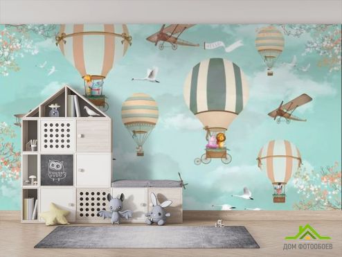 выбрать Фотообои воздушные шары на бирюзовом фоне Фотообои Little kids на стену