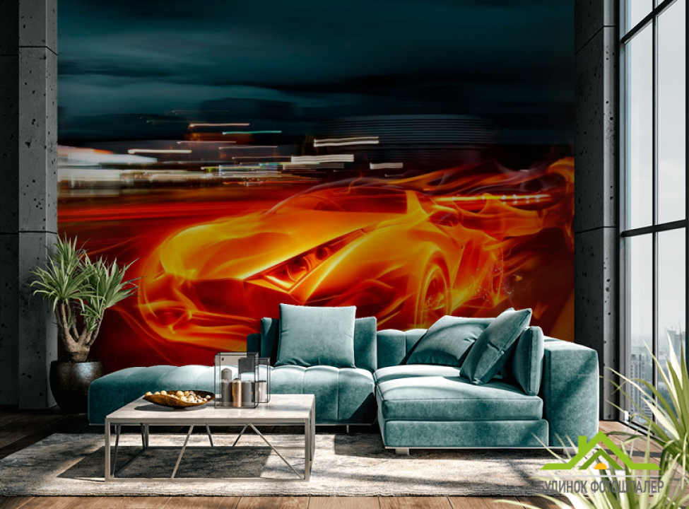 выбрать Фотошпалери Вогненний автомобіль Каталог фотошпалер на стіну