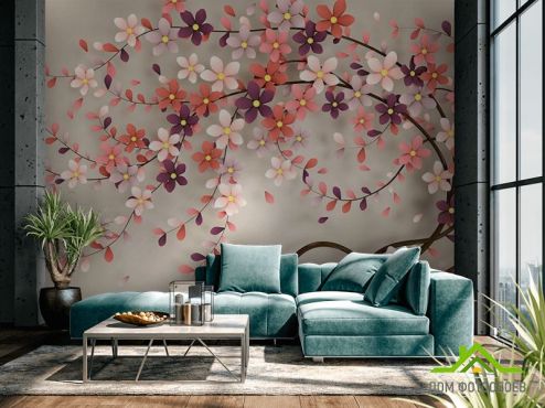 выбрать Фотообои Векторное дерево Цветы на стену