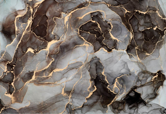 Фотообои Чёрный fluid art с золотом