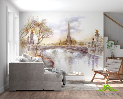 выбрать Фотообои Париж Фотообои Фотообои Иллюстрации: горизонталная, горизонтальная, рисунок ориентация на стену