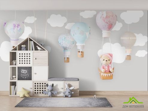 выбрать Фотообои воздушные шары с животными  на стену